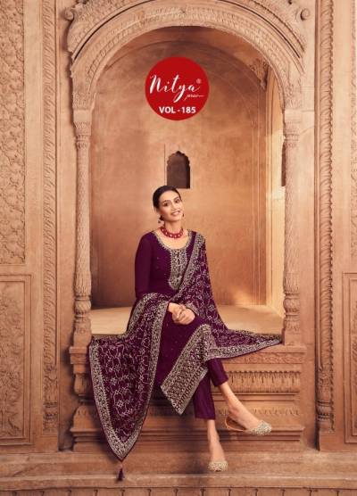 NITYA VOL-185 BY LT GEORGETTE WITH EMBROIDERY DESIGNER SALWAR KAMEEZ WHOLESALER IN SURAT